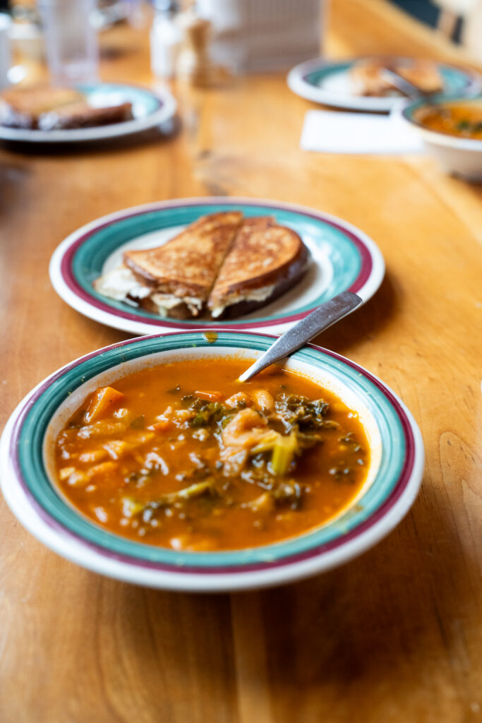 Hot lunch at Maine Huts and Trails for Winter Elopement