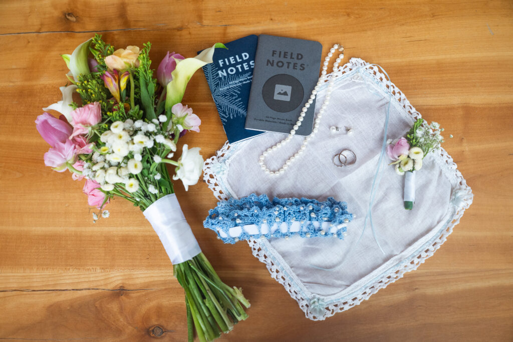 Winter Elopement Flat Lay Maine Huts and Trails