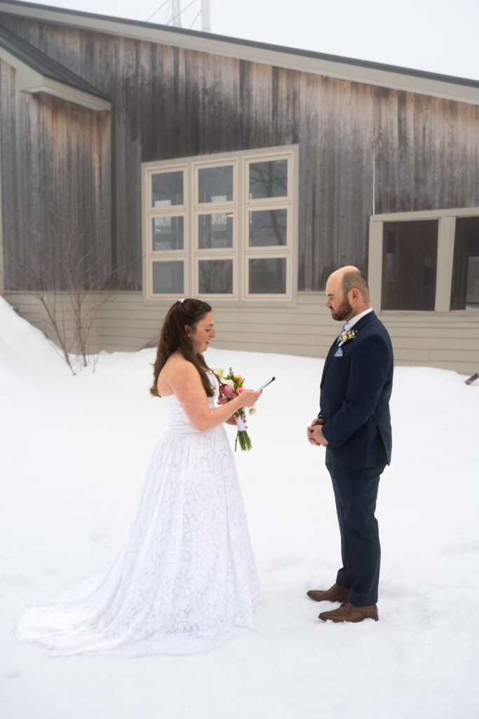 Intimate Winter Elopement Ceremony with Maine Huts and Trails 