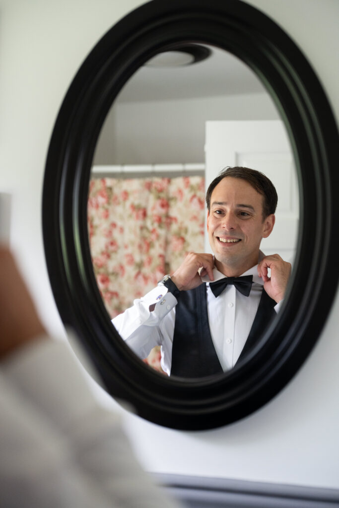 Groom getting ready photos Maine during fall elopement 
how to elope in 4-8 weeks in Maine 