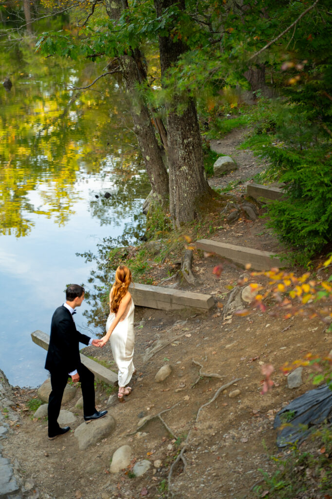 Fall adventure elopement in Maine near the lake 