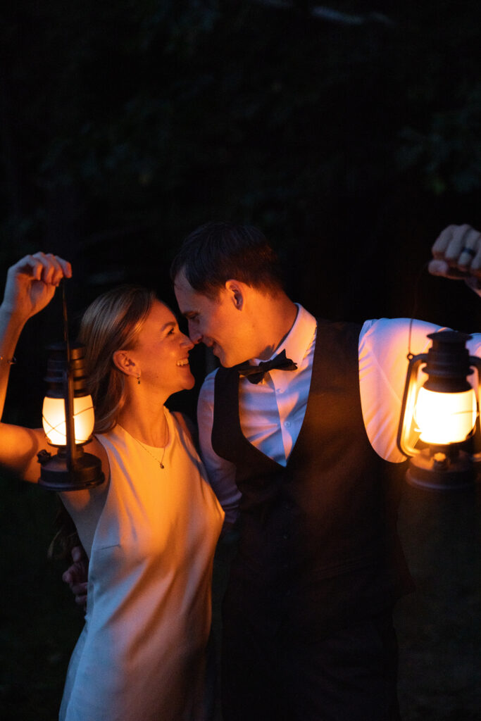 lantern light elopement photos in Maine 